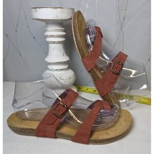 Yokono Spain Womens Leather Sandals 7.5 Flip Flop Buckle Burnt‎ Orange Staple